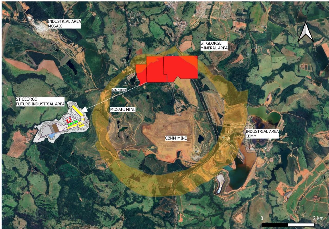 Aerial image of the Barreiro carbonatite complex